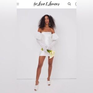 for Love and Lemons Satin Mini Dress W/cowl back and puff sleeve gloves